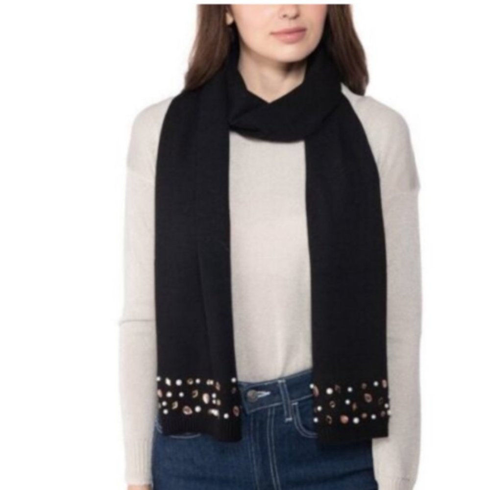 Inc International Concepts Embellished Muffler Scarf Black NEW